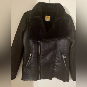 C& C California Faux Fur Side Zip Bomber Size L